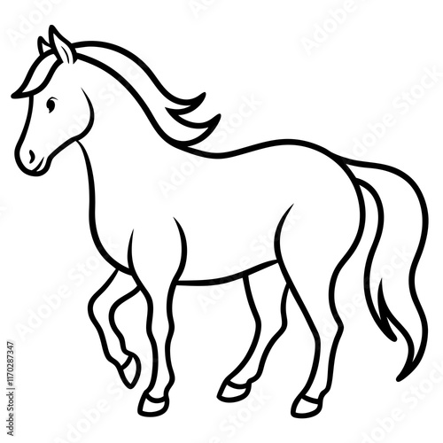 Wallpaper Mural Cute Silhouette of a Horse line art vector cartoon illustration Torontodigital.ca