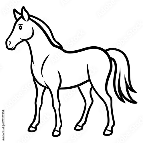 Wallpaper Mural Cute Silhouette of a Horse line art vector cartoon illustration Torontodigital.ca