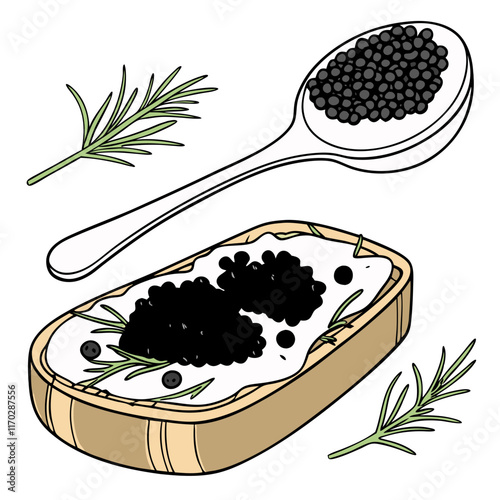 Classic Caviar Toast with Fresh Herbs. Perfect for: Luxury Events, Fine Dining, Cocktail Parties