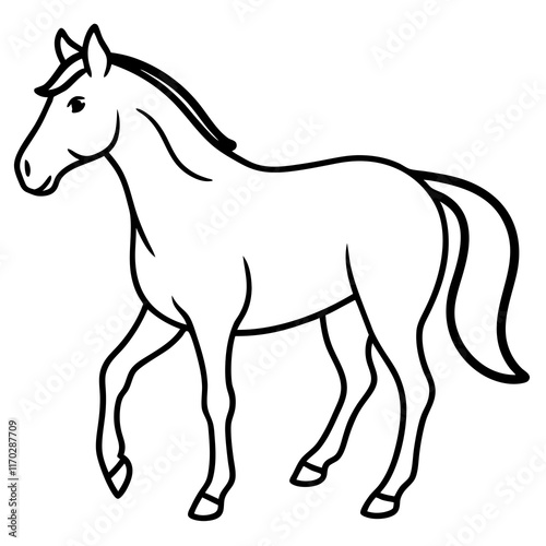 Cute Silhouette of a Horse line art vector cartoon illustration
