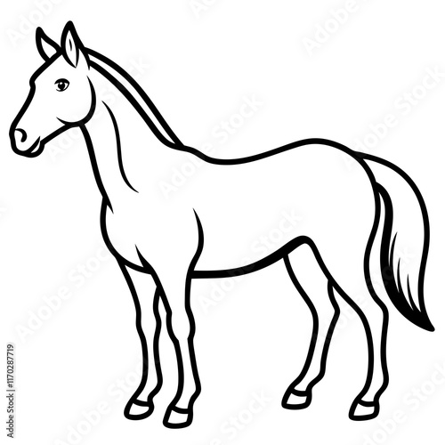 Wallpaper Mural Cute Silhouette of a Horse line art vector cartoon illustration Torontodigital.ca