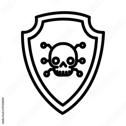 Prevent Threats or Mitigate Attacks Icon – Shield with Virus Symbol Representing Threat Mitigation