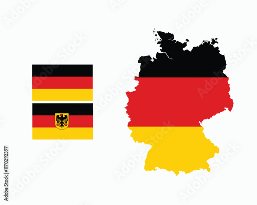 Flag of Germany and map with emblem sign illustration
