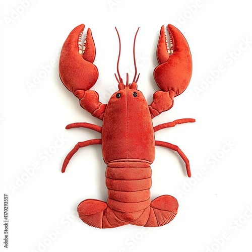 Obraz na płótnie A vibrant red plush lobster with prominent claws, showcasing a playful and whimsical design, perfect for decor or as a toy. w salonie