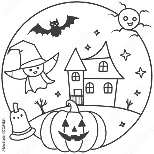 halloween outline for coloring pages 