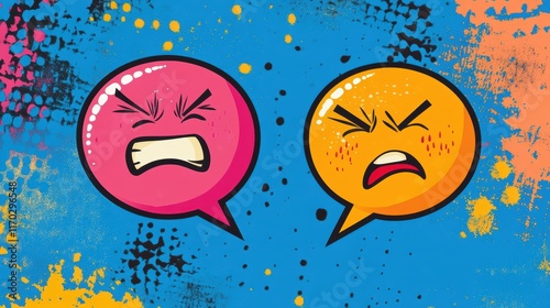 Colorful speech bubbles with bright backgrounds showcasing communication and interaction in a modern design
