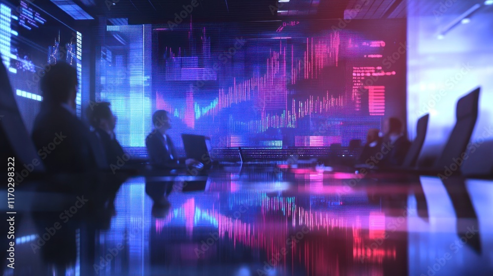Futuristic Business Meeting: Data-Driven Decisions