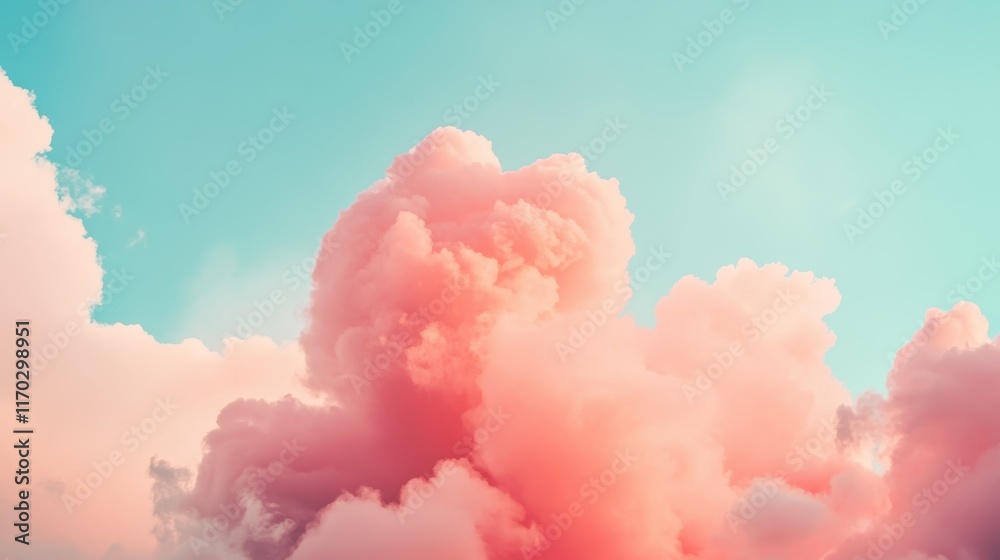 Beautiful pastel cloud floating softly in a clear blue sky at sunset Beautiful pastel cloud floating softly in a clear blue sky at sunset