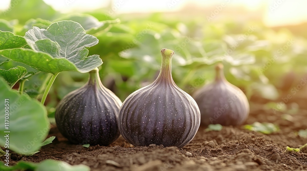 Obraz premium Ripe figs growing in a garden.