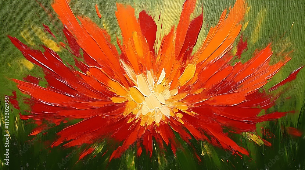 Vibrant Orange Flower Impasto Oil Painting Abstract Art Vibrant Orange Flower Impasto Oil Painting Abstract Art