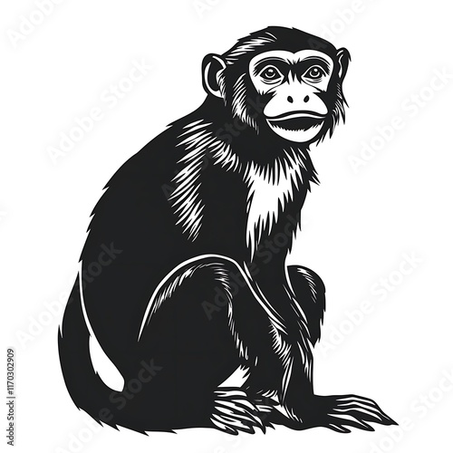 Black and white monkey sitting. photo