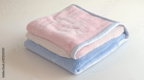 Soft textiles stacked neatly minimalist studio photography cozy environment close-up home decor concept