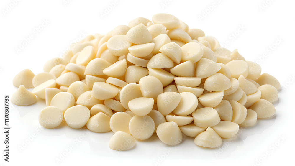 White Chocolate chips on isolated white background, Cut out White Chocolate chips on isolated white background, Cut out
