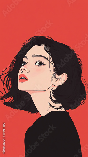 Japanese traditional culture geisha beautiful girl wearing kimono yukata illustration background