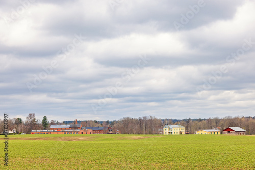 Old Industry in the countryside with houses and buildings photo