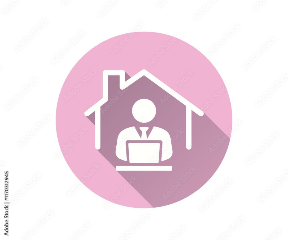 Online work flat icon. Simple illustration with long shadow for graphic and web design. Online work flat icon. Simple illustration with long shadow for graphic and web design.