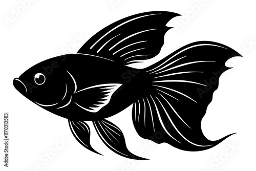 Betta fish vector silhouette on white background