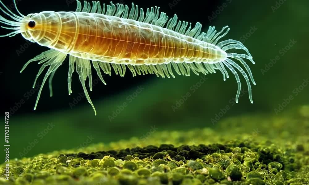 Magnificent Microscopic Marine Life: A Stunning Close-Up of a Transparent Aquatic Creature Magnificent Microscopic Marine Life: A Stunning Close-Up of a Transparent Aquatic Creature