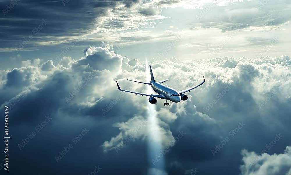 Airplane Soaring Above the Clouds Majestic Flight Through the Heavens Airplane Soaring Above the Clouds Majestic Flight Through the Heavens