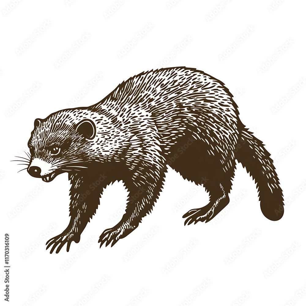 Naklejka premium Vintage engraving of a binturong.
