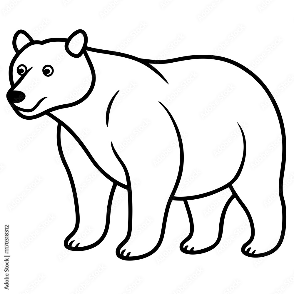 Cute Silhouette of a Bear line art vector cartoon illustration Cute Silhouette of a Bear line art vector cartoon illustration
