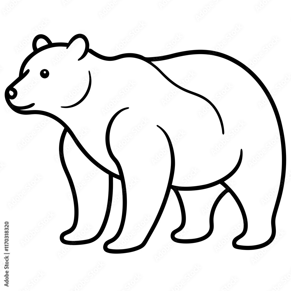 Cute Silhouette of a Bear line art vector cartoon illustration Cute Silhouette of a Bear line art vector cartoon illustration