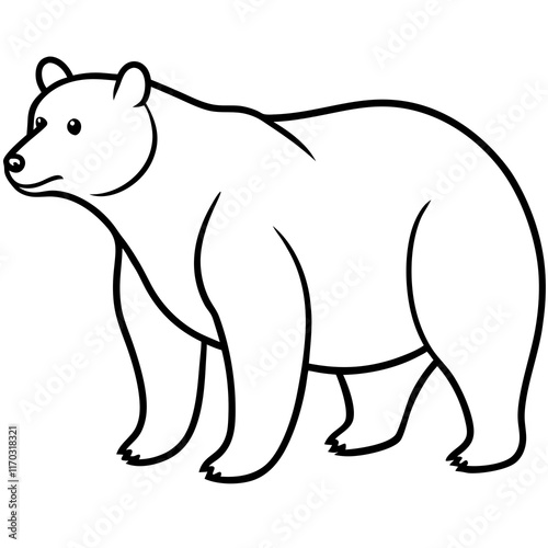 Cute Silhouette of a Bear line art vector cartoon illustration
