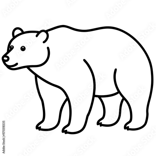 Cute Silhouette of a Bear line art vector cartoon illustration