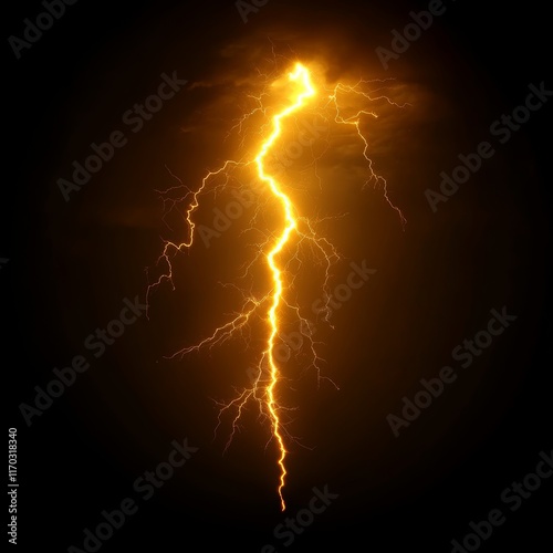 magic lightning. yellow thunder strikes background.