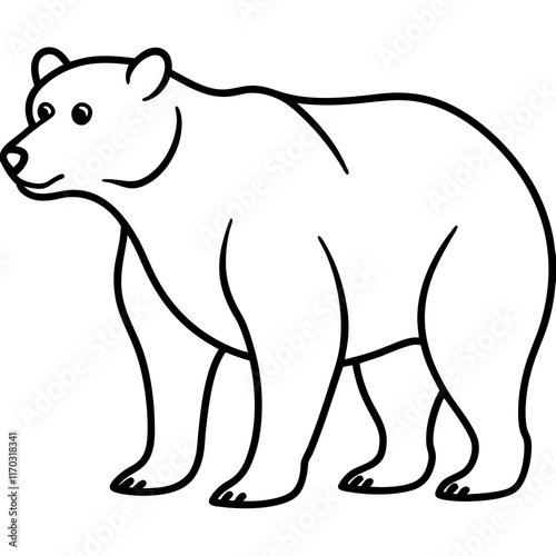 Cute Silhouette of a Bear line art vector cartoon illustration