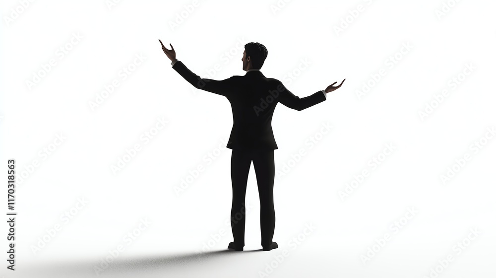 Conductor at work, orchestrating with dramatic movements, white isolated style, 3D illustration Conductor at work, orchestrating with dramatic movements, white isolated style, 3D illustration