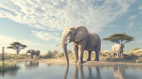 Elephants. A group of elephants. 