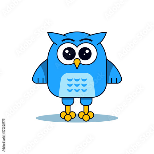 Cartoon funny Owl Character. Animation animal. Flat vector isolated on white background.