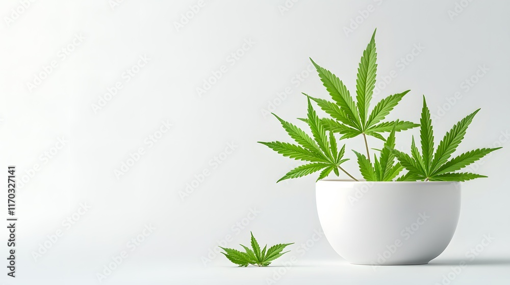 Cultivating cannabis plants in a minimalist setting indoor garden botanical photography natural light close-up organic growth