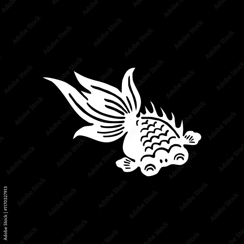 Silhouette of the Gold Fish, Oriental Style, can use for Ornate, Decoration, Logo Gram, Pictogram or Graphic Design Element. Vector Illustration Silhouette of the Gold Fish, Oriental Style, can use for Ornate, Decoration, Logo Gram, Pictogram or Graphic Design Element. Vector Illustration