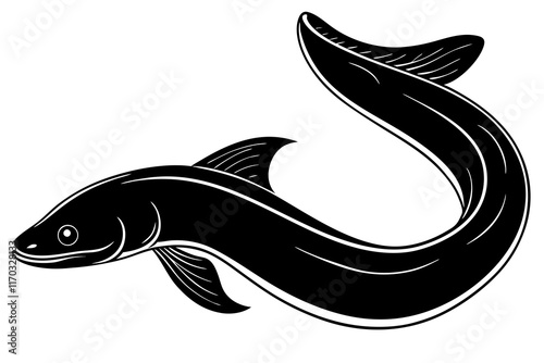 eel fish silhouette, moray eel silhouette vector, 