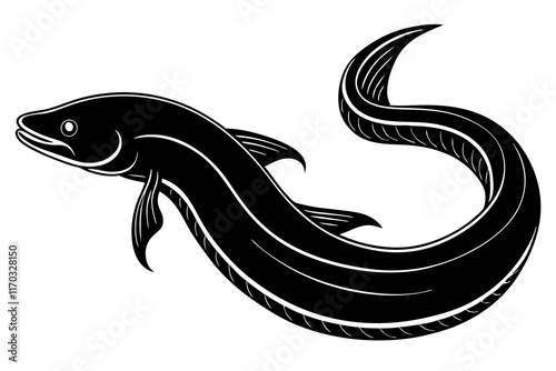eel fish silhouette, moray eel silhouette vector, 