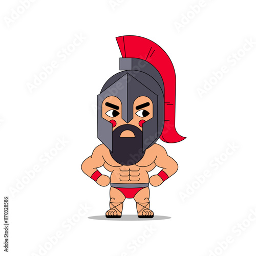 Spartan Male Character Legionary Soldiers. Roman Warrior Gladiator. Flat Cartoon Vector Illustration.