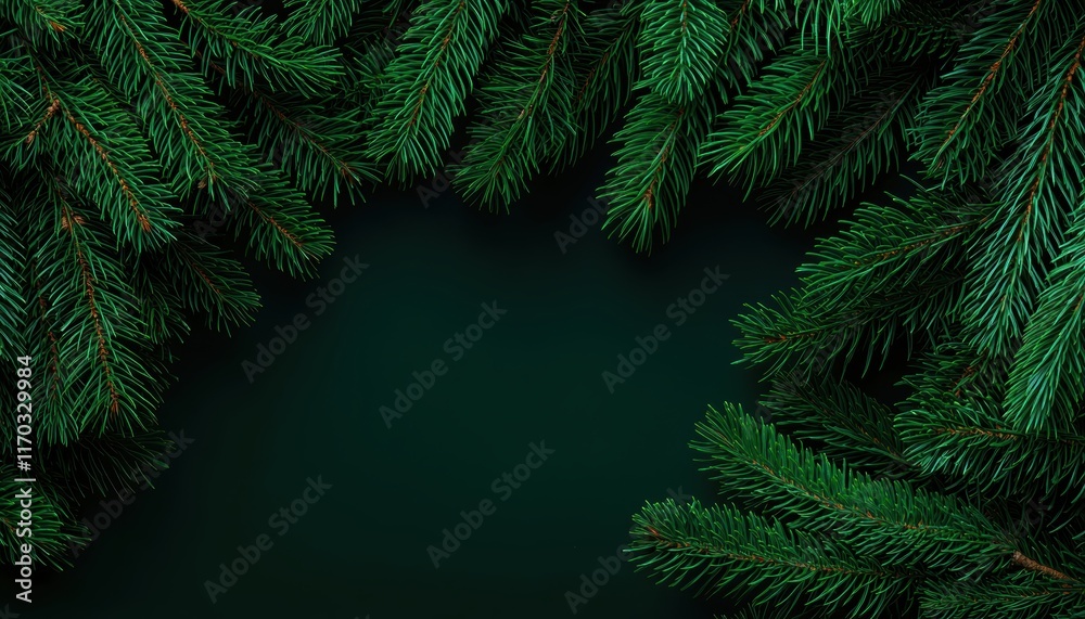 Dark green fir branches arranged in overlapping layers vibrant needle details creating a textured background perfect for holiday visuals Dark green fir branches arranged in overlapping layers vibrant needle details creating a textured background perfect for holiday visuals
