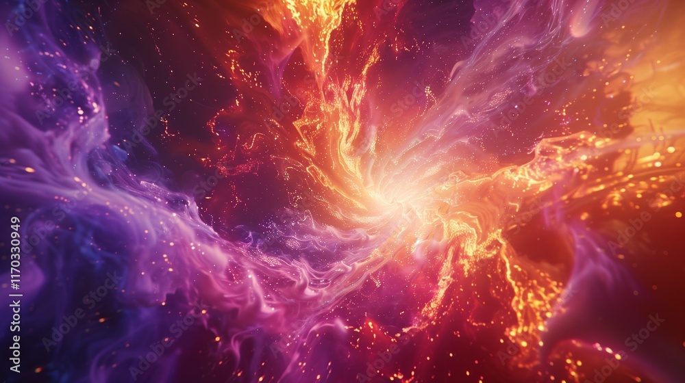 Obraz premium Glowing psychic waves converging and diverging in a kaleidoscopic explosion of color.