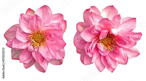 Beautiful Pink Lotus Flowers Isolated on White Background