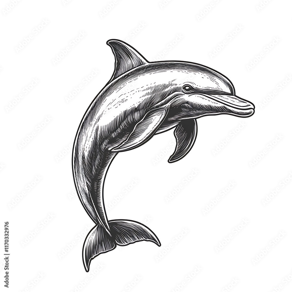 custom made wallpaper toronto digitalJumping dolphin sketch. (3)