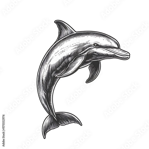 Wallpaper Mural Jumping dolphin sketch. (3) Torontodigital.ca