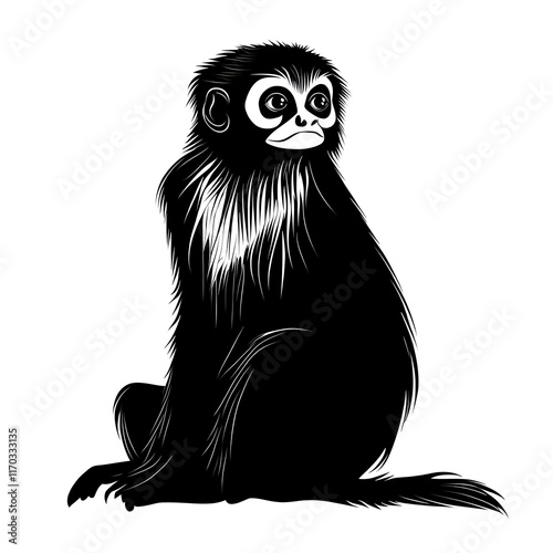 Black and white spider monkey illustration. photo