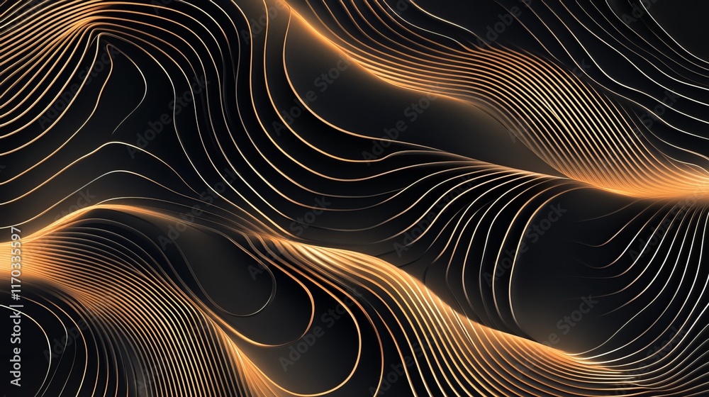Modern graphic lines create an abstract design with glowing, luminous effects. This concept can elevate your design projects, adding a touch of contemporary elegance with its abstract