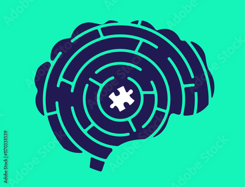 Mental maze brainstorm puzzle piece illustration