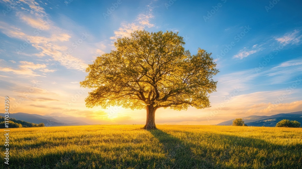 Fototapeta premium Majestic Oak at Golden Hour