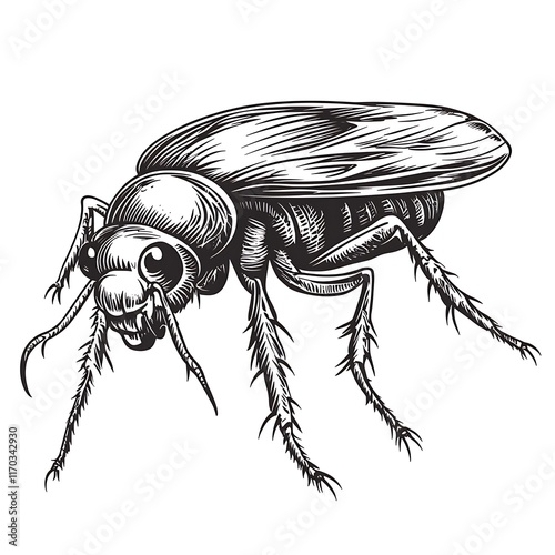 Detailed drawing of a beetle insect. photo