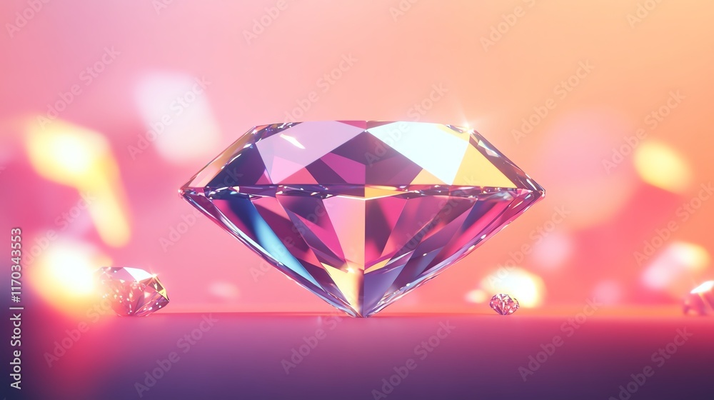 Diamond icon, sharp faceted design, sparkling brilliance, 3D illustration Diamond icon, sharp faceted design, sparkling brilliance, 3D illustration