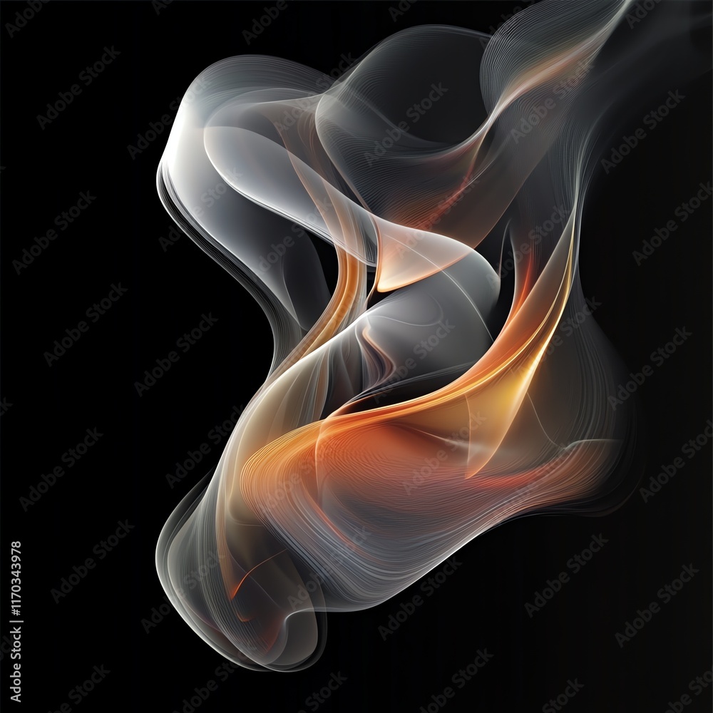 Naklejka premium Flame with smoke symbol, dynamic motion, translucent textures, 3D illustration